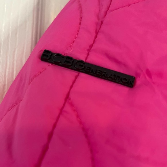 BCBGeneration Missy Eco Quilted Topper Coat X-Small Hot Pink - Picture 5 of 7